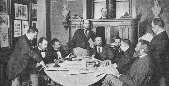 Conférence de rédaction en 1894. Coll. Bibliothèque municipale de Lyon (cote 126734).