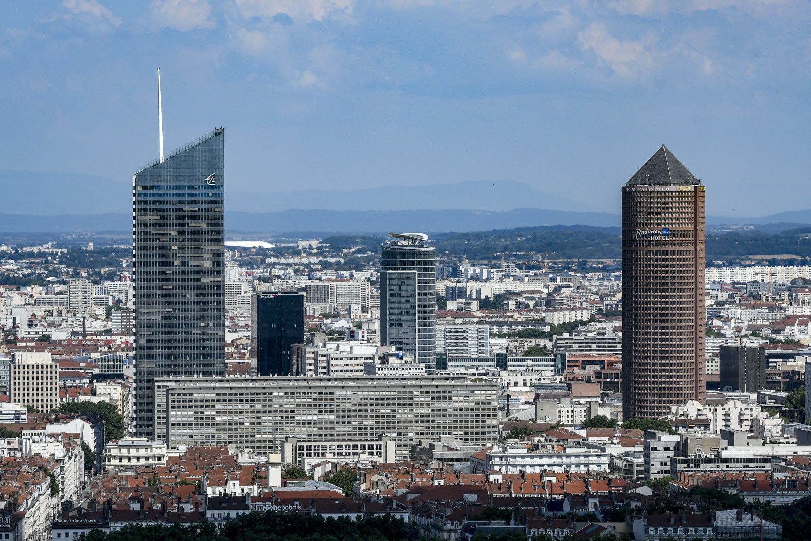La Skyline de la Part Dieu avec les tours Incity, Oxygène et Part-Dieu. Photo Le Progrès/ Joël PHILIPPON