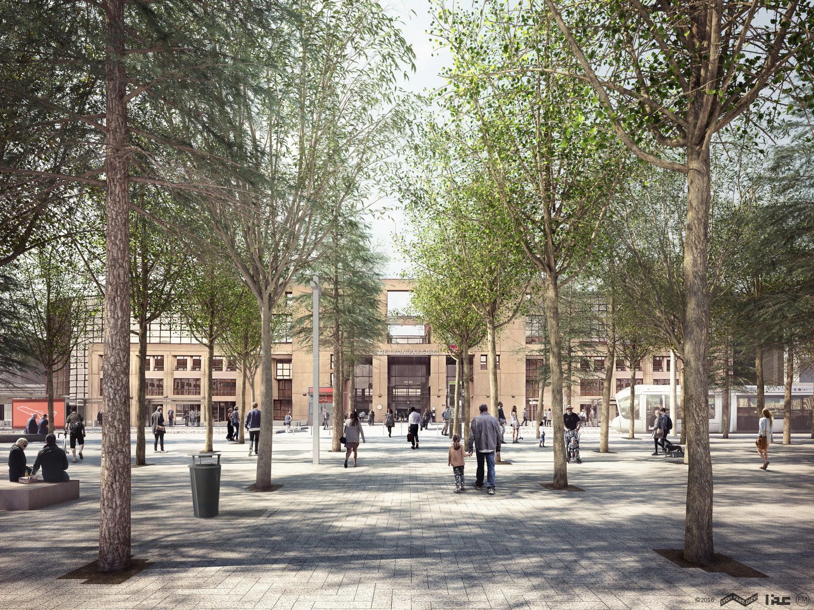 La place de Francfort est actuellement ouverture au public. A long terme elle lui sera entièrement dédiée. Illustration l’AUC
