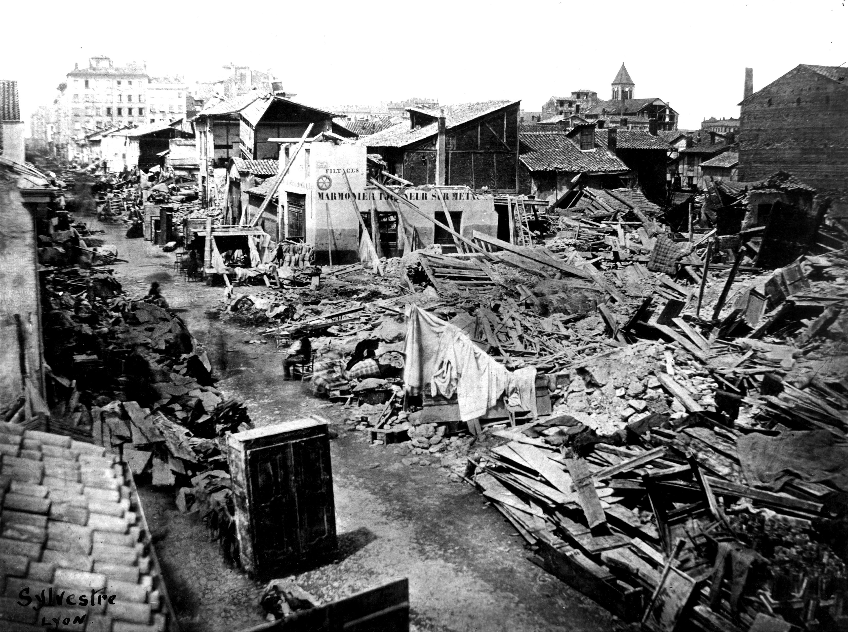 Le cours Lafayette après les crues meurtrières de 1856. Photo SYLVESTRE