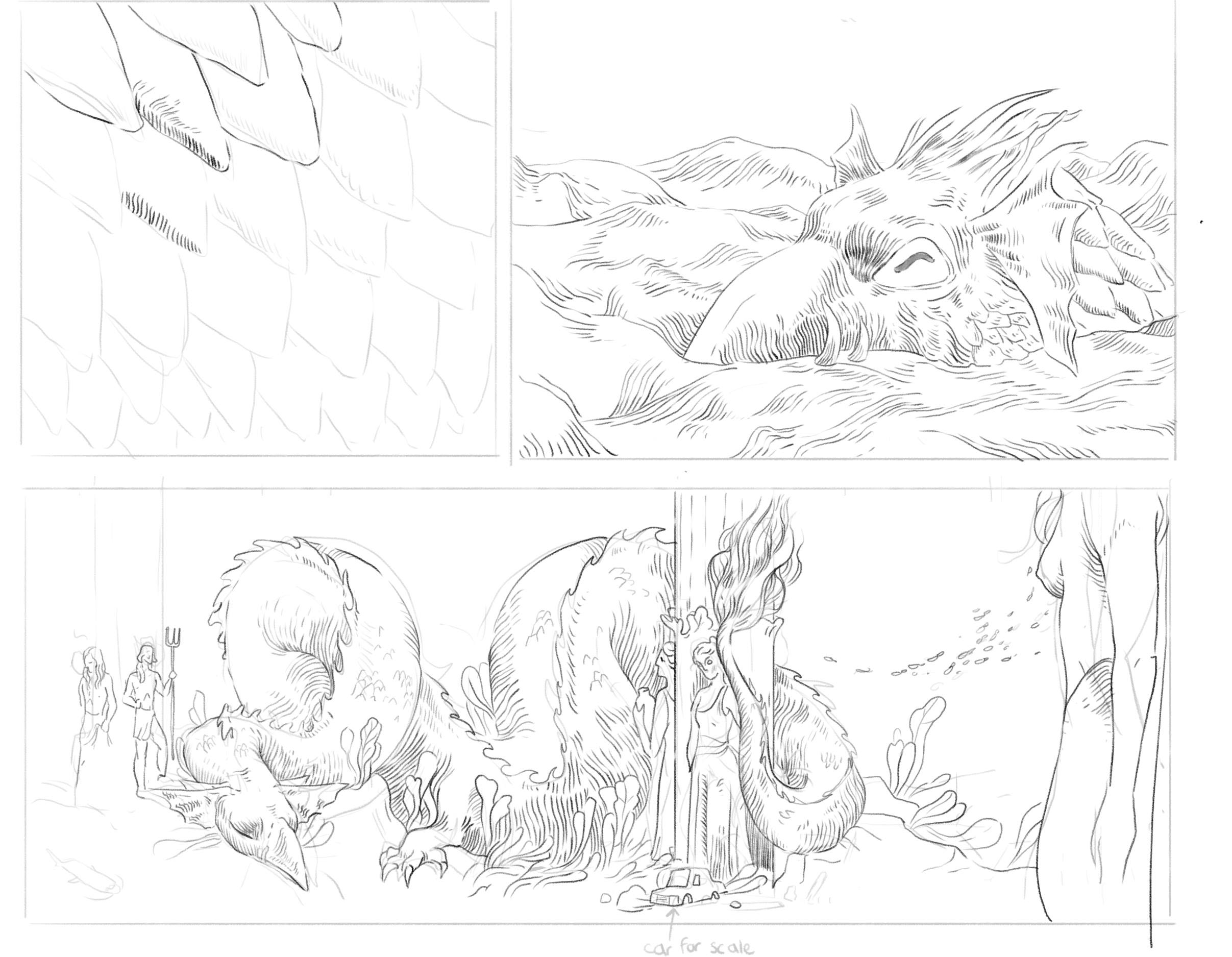 Dessins préparatoires de la BD Les Rues de Lyon - Epicerie Séquentielles - Tam Jouvray et Océane Sandon